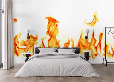 Fire flames isolated on white background Wall mural