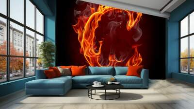 Fire font. Letter C. Wall mural