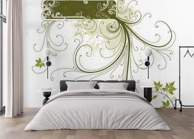 Green floral frame Wall mural