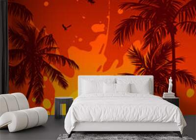 Tropical beach at sunset Wall mural