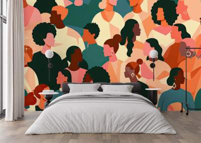 Abstract Diverse group of people. . Flat vector illustration Wall mural