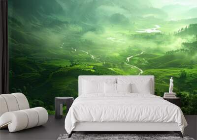 Abstract green landscape wallpaper Wall mural