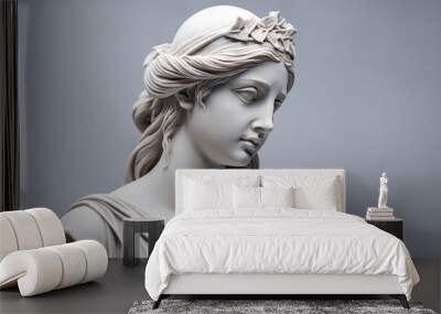 Ancient female greek sculpture. Isolated on white background Wall mural