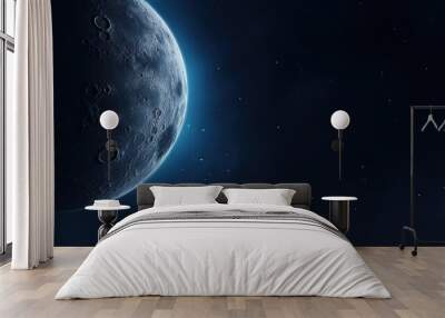 Bright Blue Glowing Moon background Wall mural