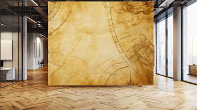 Empty Background of Old Nautical Chart: Vintage Maritime Map, Antique Ocean Navigation Wall mural