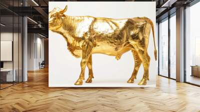 Golden cow on white background Wall mural