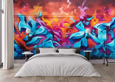 Graffiti wall abstract background. Idea for artistic pop art background backdrop. Wall mural