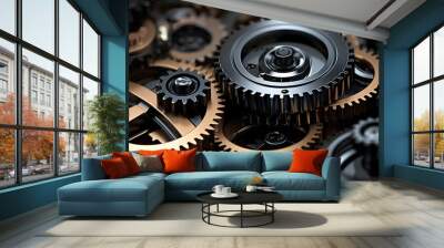 metallic gears and auto parts Wall mural