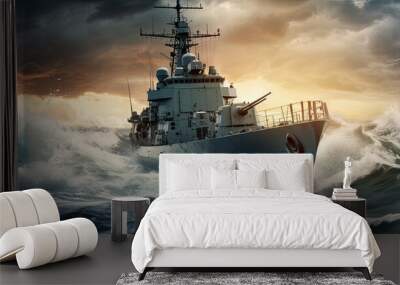 Military Ship at sea Wall mural