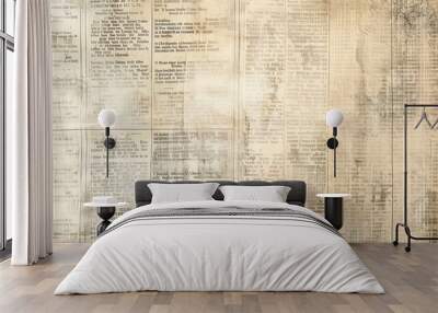 Newspaper paper grunge aged newsprint pattern background Wall mural