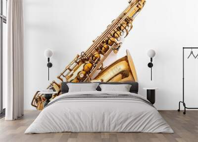 Saxophone isolated on white background Wall mural