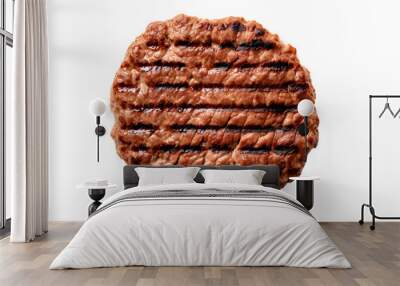 Top View Grilled Hamburger Meat. Isolated on Transparent background. Wall mural