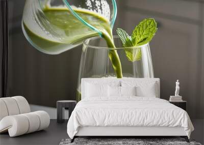 Fresh Mint Green Smoothie Pour Wall mural