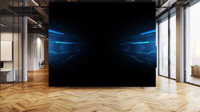 Abstract blue speed light effect on black background vector illustration. Wall mural