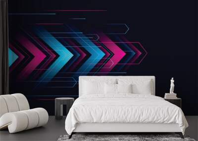 Abstract modern hight speed light arrow line technology effect on black background vector illustration. Wall mural