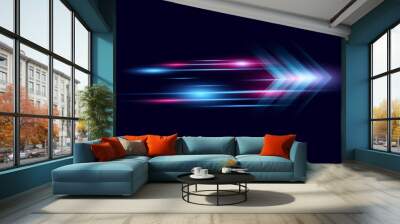 Abstract modern hight speed light arrow line technology effect on black background vector illustration. Wall mural