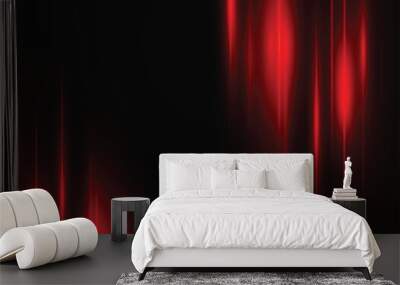 Abstract red speed neon light effect on black background vector illustration. Wall mural