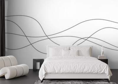 Abstract playful minimalistic background with wavy line. Poster with organic curvy curly stripe. Wave line art Wall mural