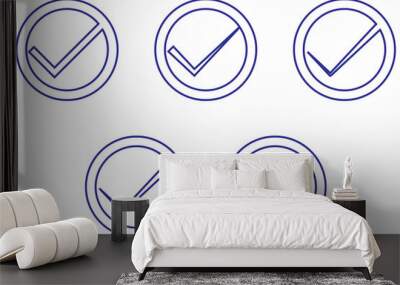 Check vector icon set. checkmark vector icon. accept, verify or done check mark sign. right checkbox button suitable for apps and websites UI designs. Wall mural