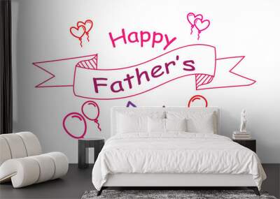 Happy Father's day calligraphy greeting card. Modern vector brush calligraphy. Happy Father's Day typography design, hand drawn lettering. Brush pen holiday lettering isolated on white background Wall mural