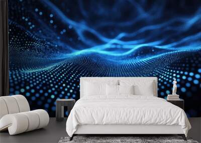 A captivating abstract blue digital backdrop featuring luminous dots arranged in a stunning pattern Wall mural