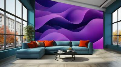 Abstract background featuring a fluid gradient with vibrant purple waves in a three dimensional design Wall mural