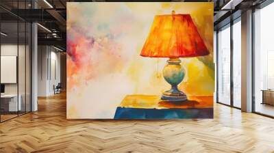 Abstract background featuring a watercolor painting of a table lamp Wall mural