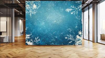 Abstract blue grunge background featuring white decorative elements for the holiday season Wall mural