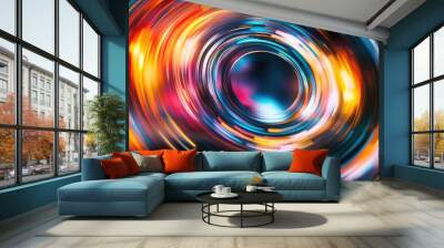 Abstract colorful motion circles with blurred effects Wall mural