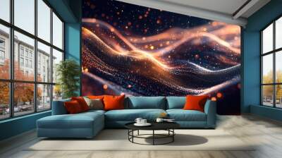 Abstract digital background featuring dynamic particles representing the flow of information and visualization of big data in a three dimensional space Wall mural