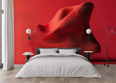 Abstract three dimensional shape on a red backdrop Wall mural