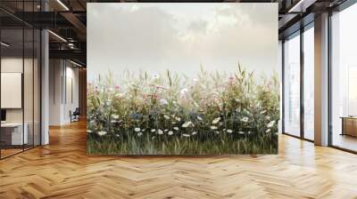 Field backdrop adorned with flowers Wall mural