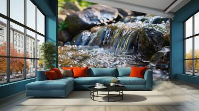 Flowing water on stone Wall mural