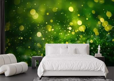 Green star bokeh abstract light patterns Wall mural