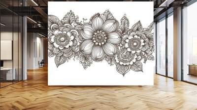 Henna flower design for tattoos and decorations featuring a decorative ethnic style ornament Ideal for coloring book pages Wall mural