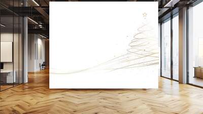 Minimalist christmas card background featuring elegant gold line art christmas tree. Wall mural