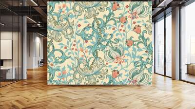 seamless pattern with Victorian flowers in the style of William Morris Wall mural