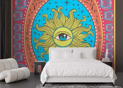 Tarot card sun Occult, fortune telling, tapestry Wall mural