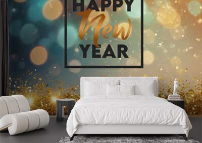 Happy new year social media banner design Wall mural