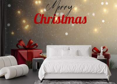 Merry christmas realistic banner design Wall mural