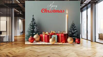 Merry christmas realistic banner design Wall mural