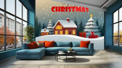 Merry christmas realistic banner design Wall mural