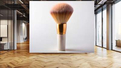 A makeup brush standing upright on a white background Wall mural