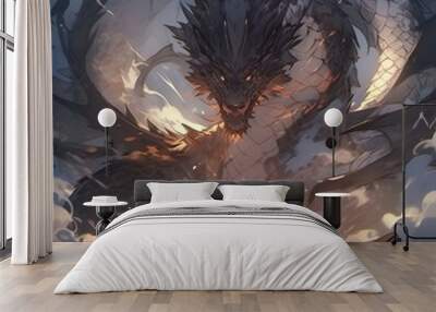 the warrior and dragon Wall mural