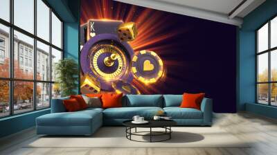 casino rouleete cards craps  dice illustration 3d render 3d rendering Wall mural