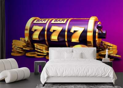 casino slot machine set card chips banner 3d render 3d rendering illustration  Wall mural