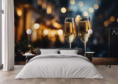 Two glasses of champagne. Wall mural