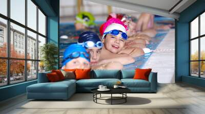 .childrens in serie at swimming pool Wall mural