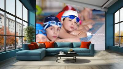 .childrens in serie at swimming pool Wall mural