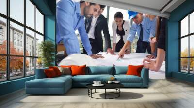 business people and engineers on meeting Wall mural